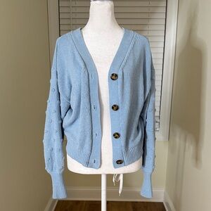 Women's Blue Button-Up Sweater